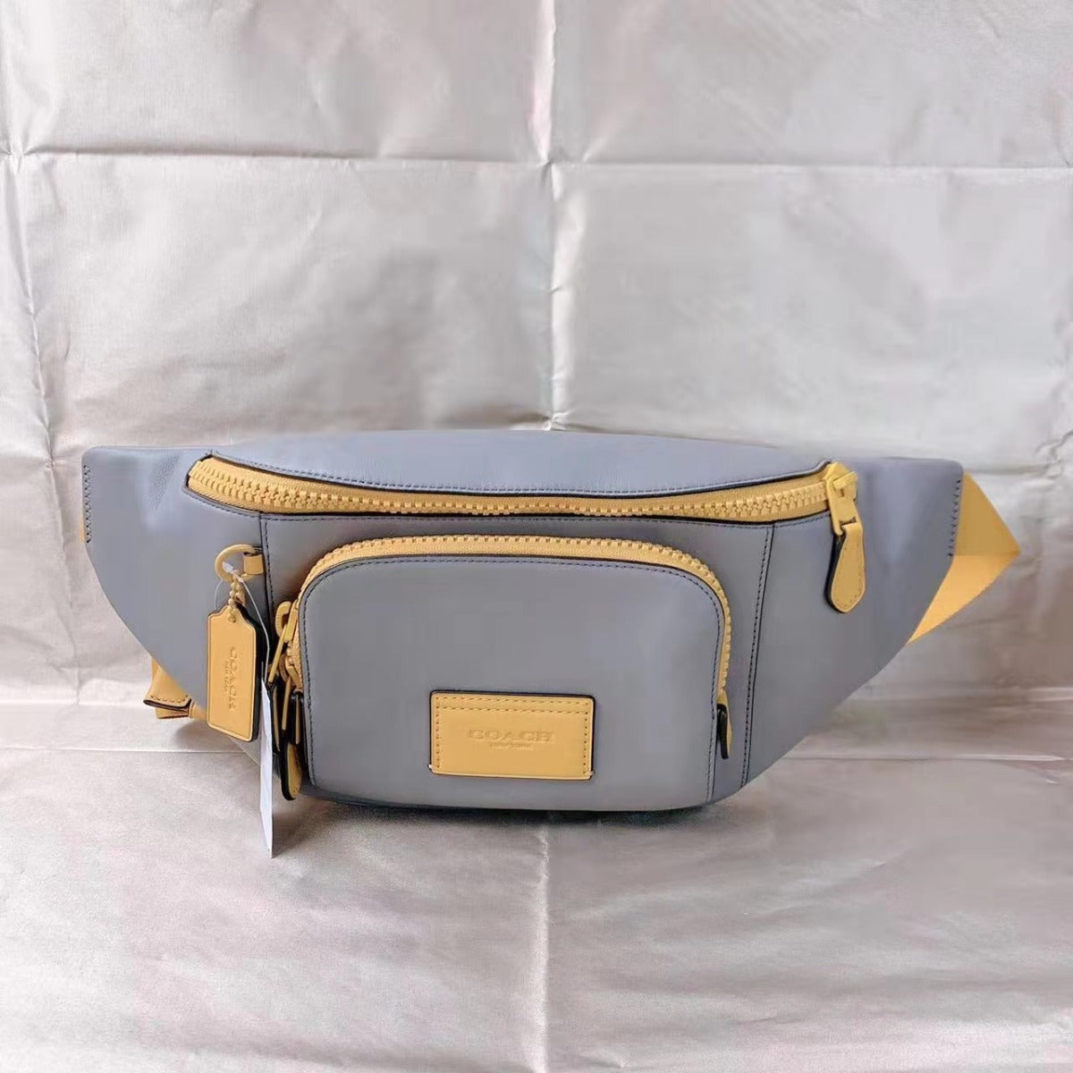 COACH C5301 TRACK BELT BAG IN HEATHER GREY FLAX COACH C5301 TRACK BELT BAG IN HEATHER GREY FLAX